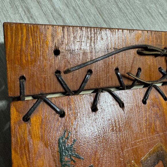 Vintage Wooden Photo Album Scrapbook Drawing Pad Hand-Painted Folk Art 16x12 - Picture 5 of 11